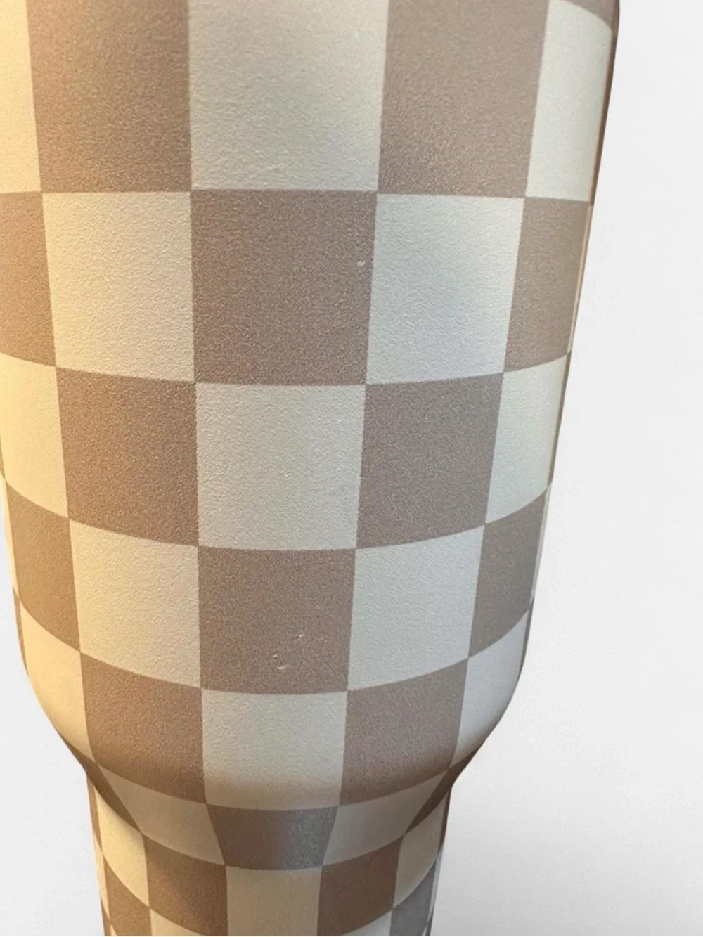 HydraPeak Cream Checkered Travel Mug with Handle and Straw NWOT 40pz Hot Cold